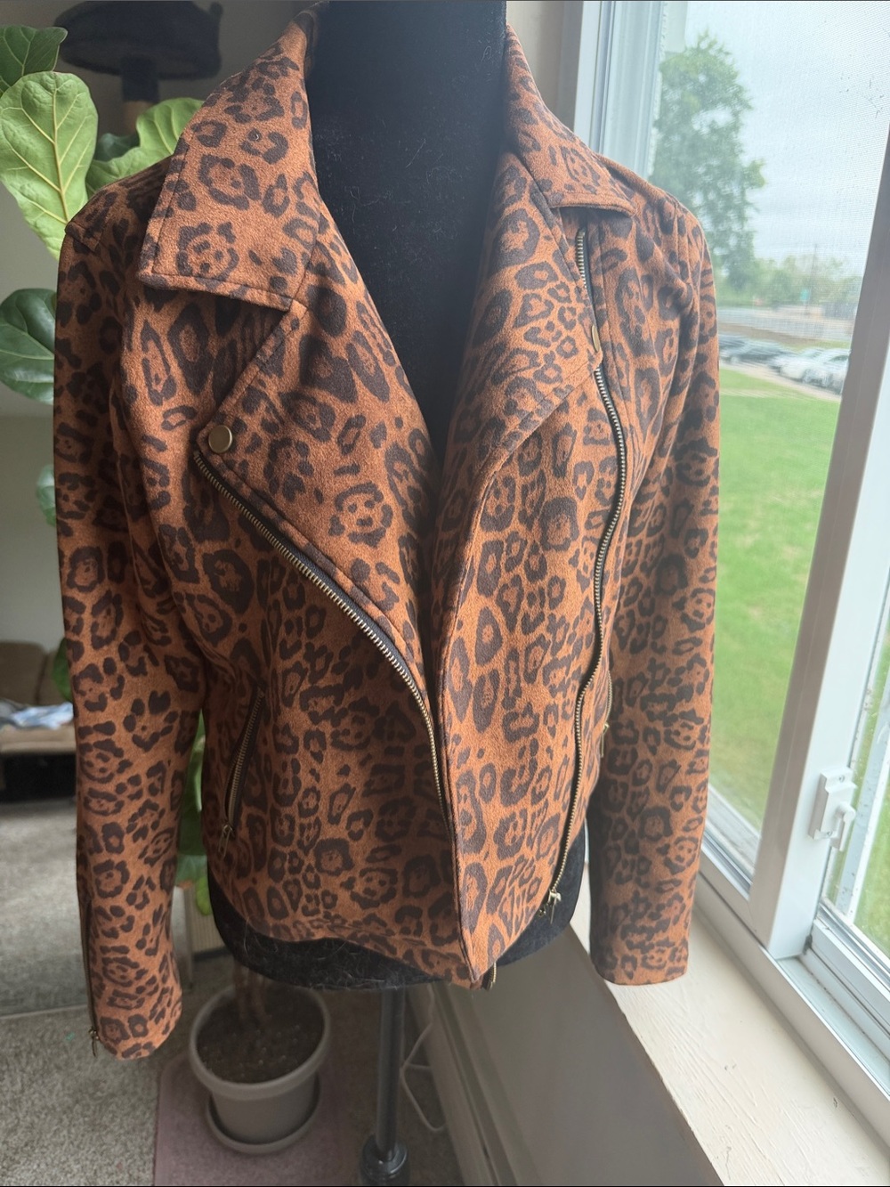 Sanctuary Brown Leopard-Print Moto Jacket